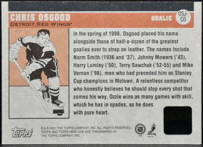 2000-01 Topps Heritage The Original Six Jersey Osgood Red Wings Jersey 2232