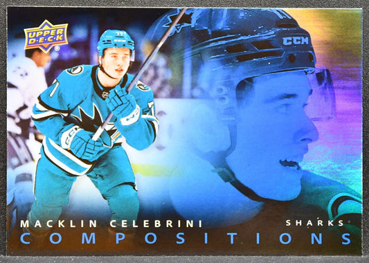 2025-26 Upper Deck Series 1 Compositions Macklin Celebrini CMP-7 Sharks 3899