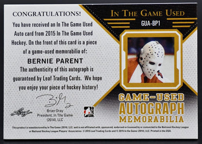 2014-15 Leaf Used Autograph Memorabilia Bernie Parent GUA-BP1 Auto 14/40 Jersey