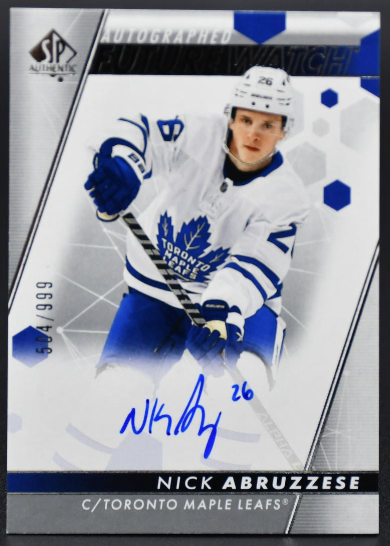 2022-23 SP Authentic Nick Abruzzese 127 Toronto Maple Leafs RC Auto 504/999