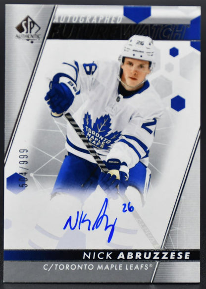 2022-23 SP Authentic Nick Abruzzese 127 Toronto Maple Leafs RC Auto 504/999