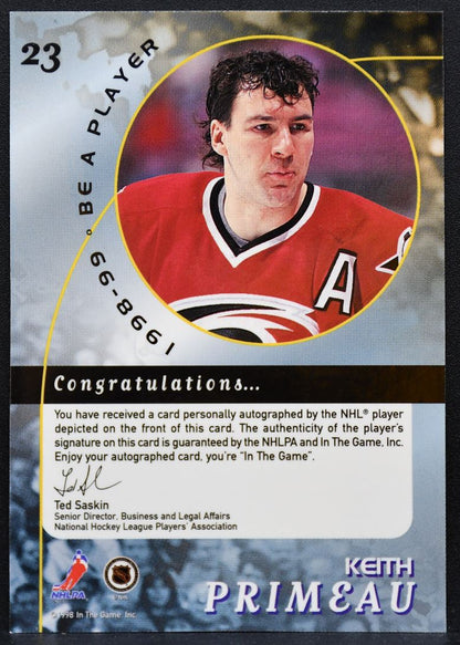 1998-99 Be a Player Autographs Keith Primeau 23 Carolina Hurricanes Auto 9406