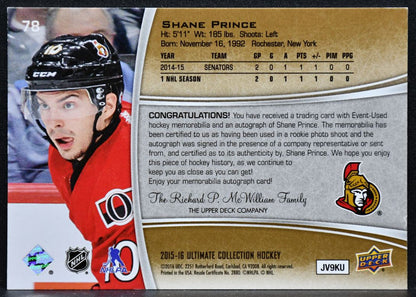 2015-16 UD Ultimate Collection Rookies Auto Jersey Prince 78 RC Auto Jersey 3979