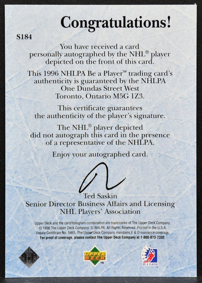 1996-97 Upper Deck Be A Player World Class Rob Niedermayer S184 Auto 2804