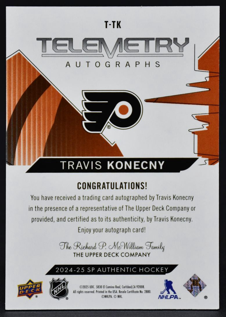 2024-25 SP Authentic Telemetry Autographs Travis Konecny T-TK Auto