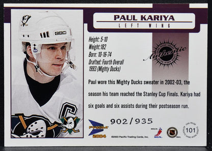 2003-04 Pacific Prism Jersey Paul Kariya 101 Mighty Ducks 902/935 Jersey 4664