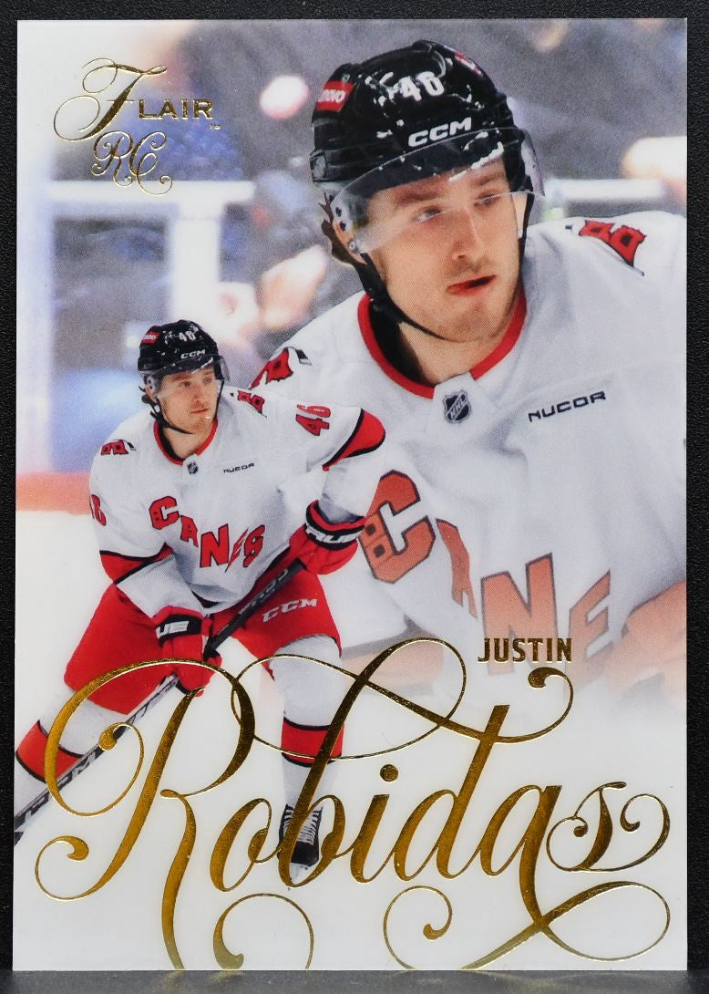 2025-26 Flair Rookie Justin Robidas 185 Carolina Hurricanes RC 0542