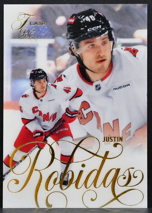 2025-26 Flair Rookie Justin Robidas 185 Carolina Hurricanes RC 0542