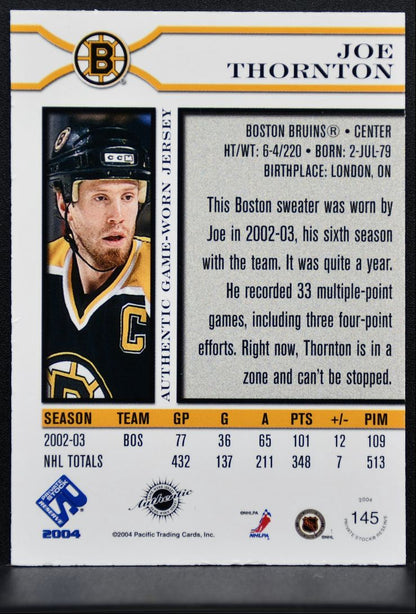 2004-05 Pacific Private Stock Jersey Joe Thornton /900 Jersey 1756