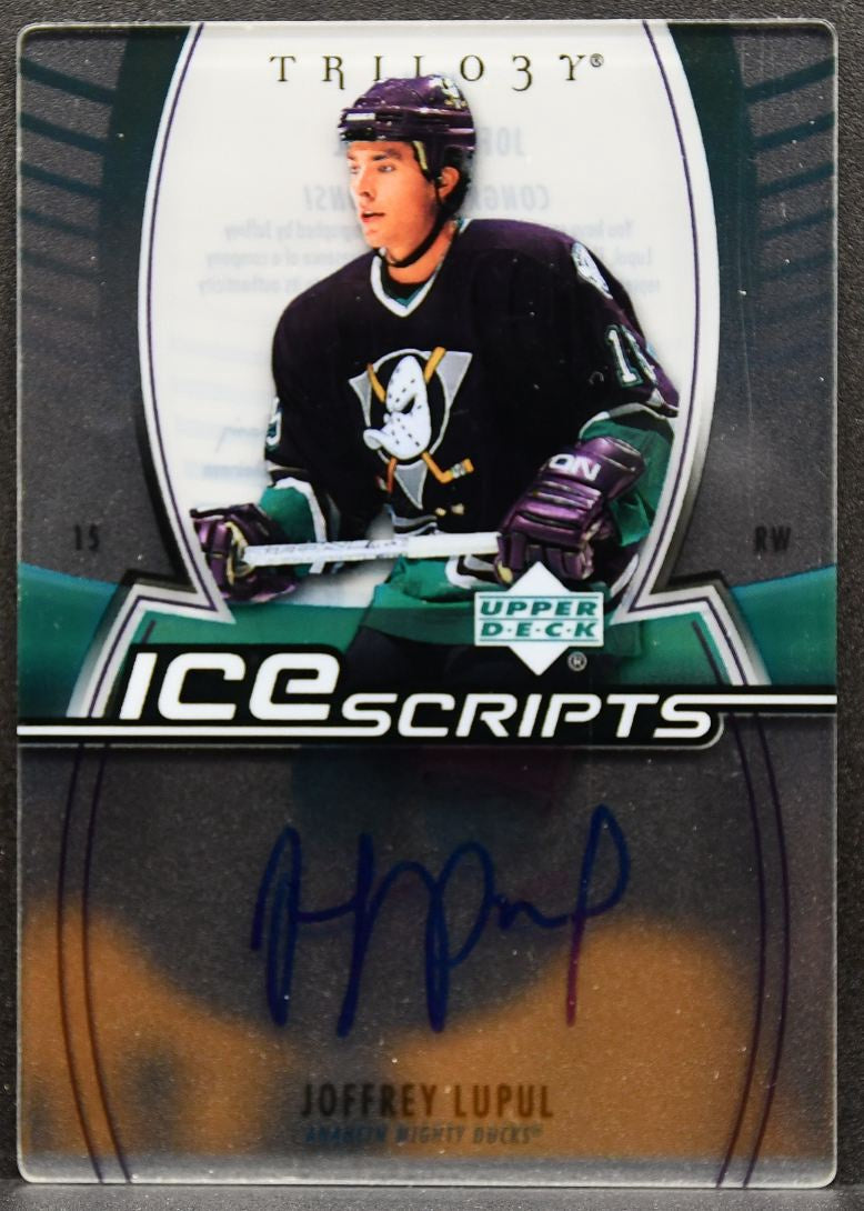 2006-07 UD Trilogy Ice Scripts Lupul IS-JL Anaheim Mighty Ducks Auto 0713