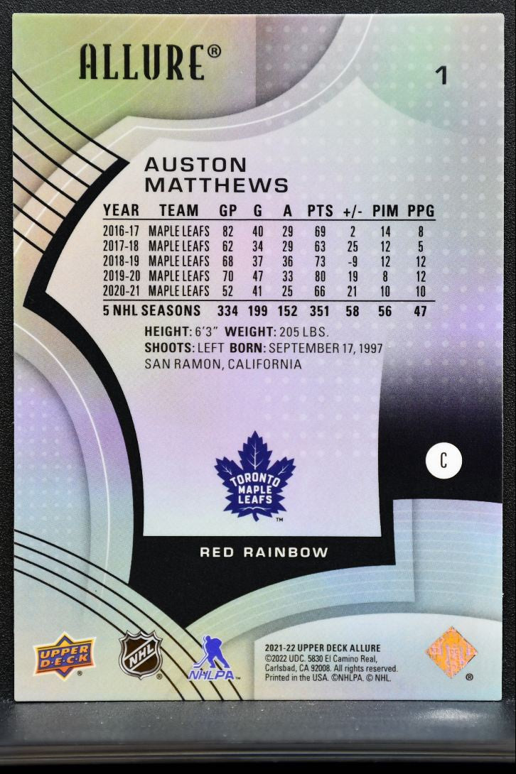 2021-22 Upper Deck Allure Red Rainbow Auston Matthews Auto 1747