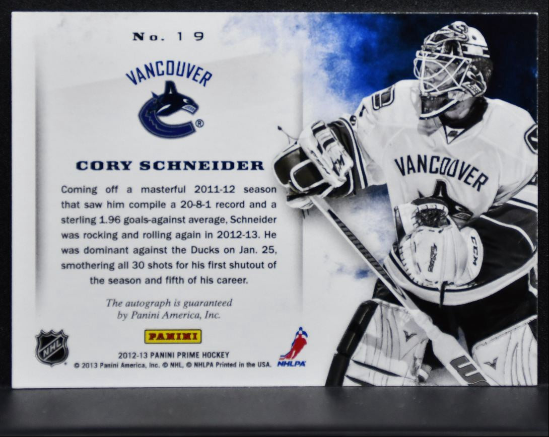 2012-13 Panini Prime Signatures Cory Schneider Vancouver Canucks Auto 03/99 1281
