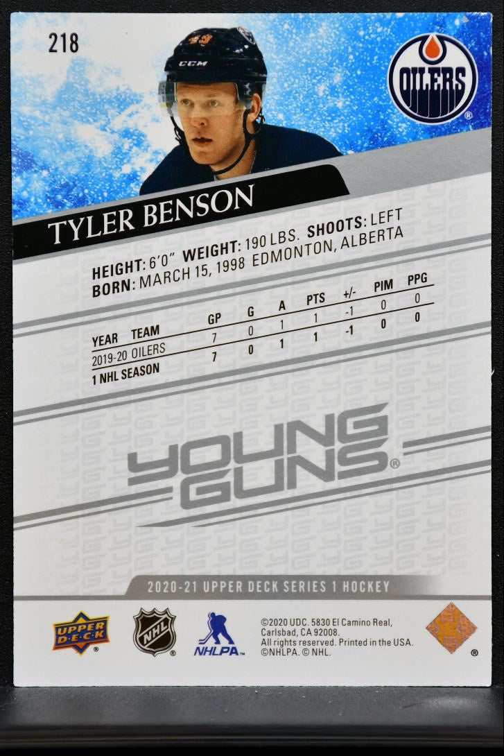 2020-21 Upper Deck Series 1 Young Guns Tyler Benson 218 Edmonton Oilers RC 1365