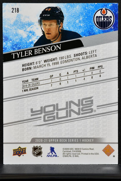 2020-21 Upper Deck Series 1 Young Guns Tyler Benson 218 Edmonton Oilers RC 1365