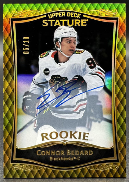 2023-24 UD Stature Connor Bedard 32 Chicago Blackhawks RC AUTO 05/10