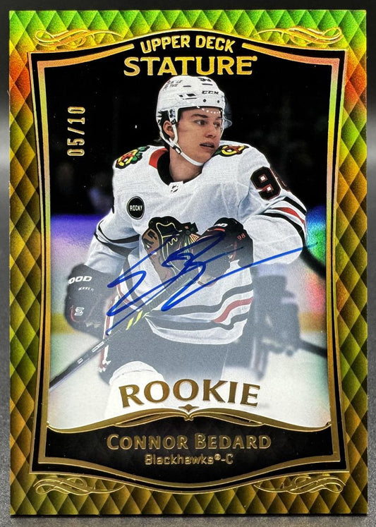 2023-24 UD Stature Connor Bedard 32 Chicago Blackhawks RC AUTO 05/10