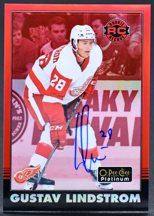 2020-21 OPC Platinum Retro Rookie Red Rainbow Auto Gustav Lindstrom R-65 Auto