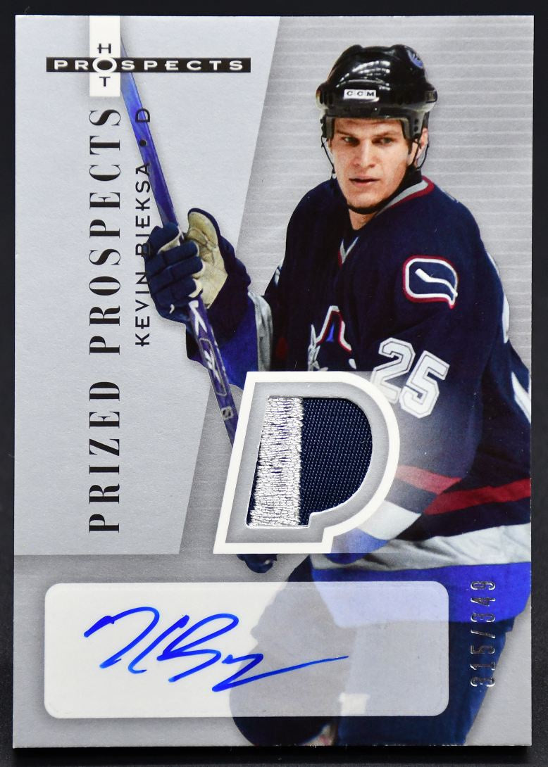 2005-06 Fleer Hot Prospects Prized Prospects Bieksa 271 RC Auto 315/349 Patch