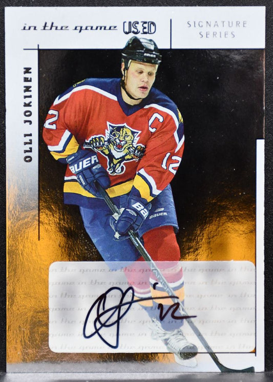 2003-04 In The Game Used Signature Series Auto Olli Jokinen Panthers Auto 6822