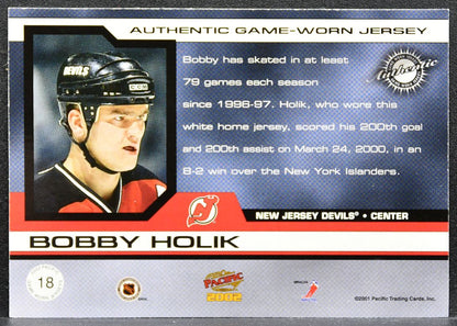 2001-02 Pacific Jerseys Bobby Holik 18 New Jersey Devils 523/760 Jersey 2464