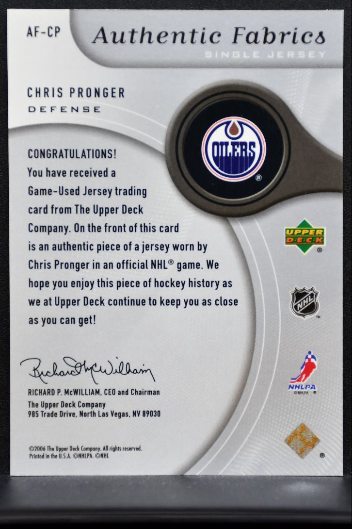 2005-06 SP Game Used Authentic Fabrics Chris Pronger AF-CP Oilers Jersey 7061