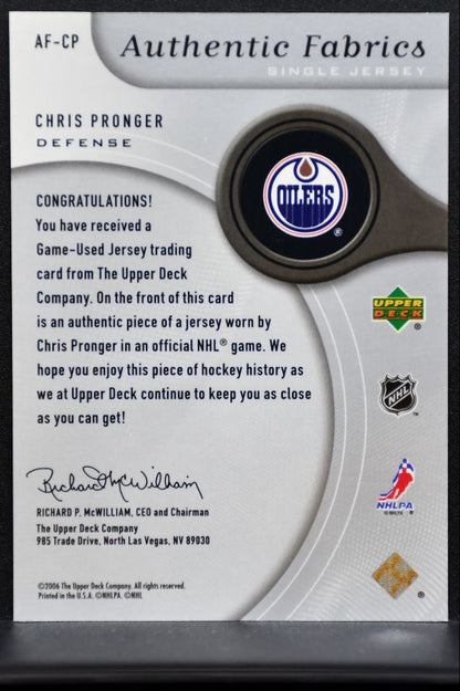 2005-06 SP Game Used Authentic Fabrics Chris Pronger AF-CP Oilers Jersey 7061