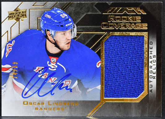 2015-16 UD Black Rookie Coverage Relics Lindberg Rangers RC Auto /60 Jersey 1790