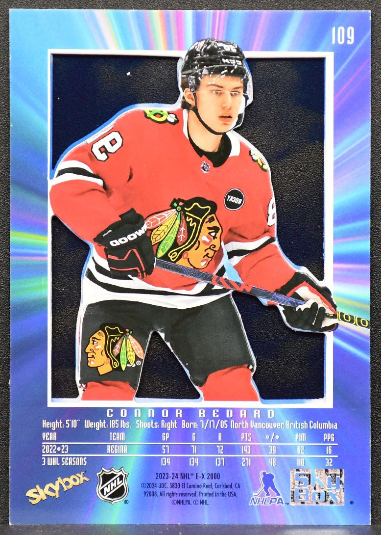 2023-24 SkyBox E-X 2000 Connor Bedard 109 Chicago Blackhawks RC 7795