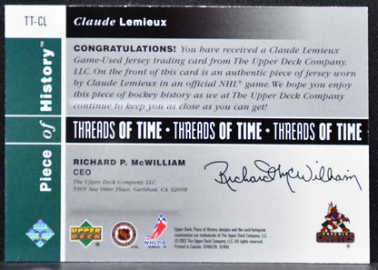 2002-03 UD Piece of History Threads Of Time Lemieux Phoenix Coyotes Jersey 5146