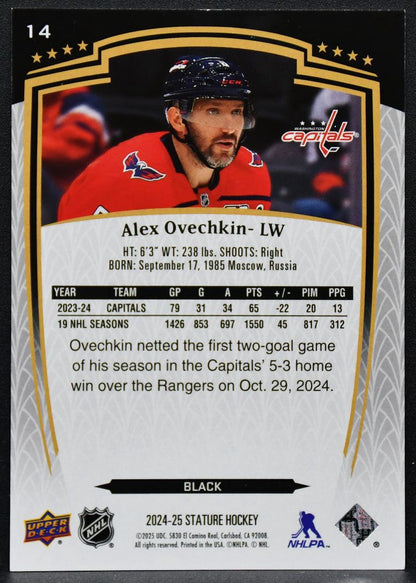 2024-25 UD Stature Memorabilia Black Alex Ovechkin 14 Washington Capitals 09/10 8204