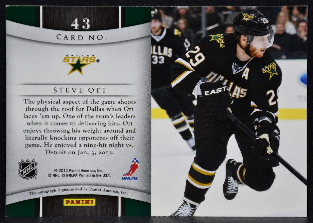 2011-12 Panini Titanium Reserve Autographs Steve Ott 43 Dallas Stars Auto 3795