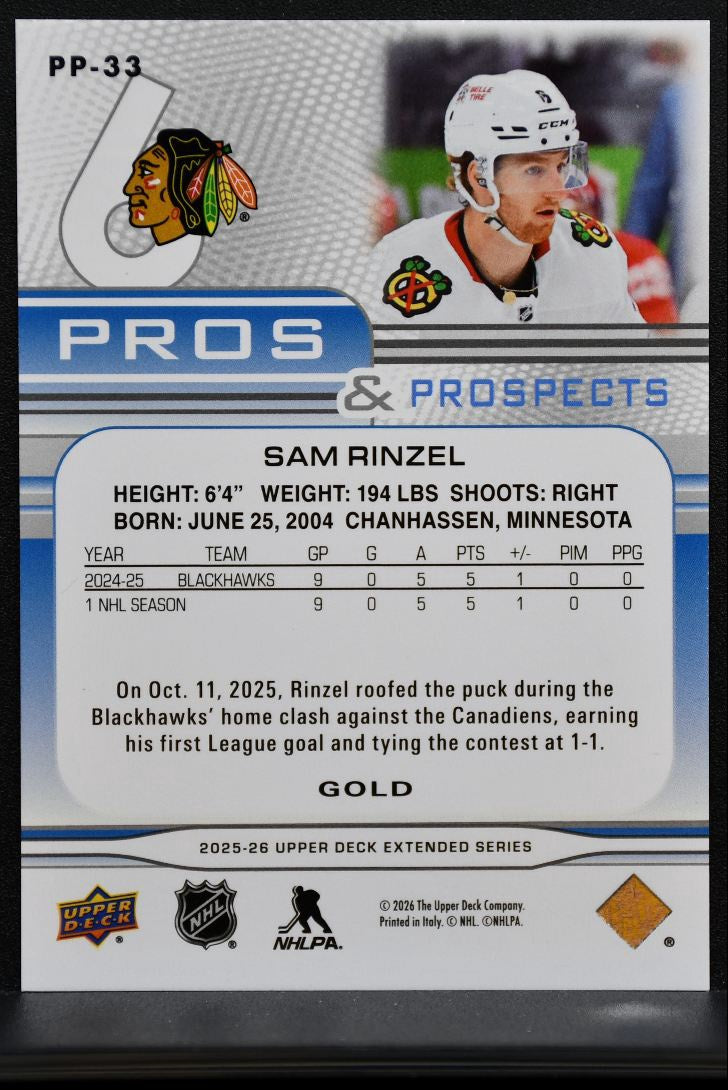 2025-26 UD Extended Series Pros and Prospects Gold Rinzel RC 014/250 1679
