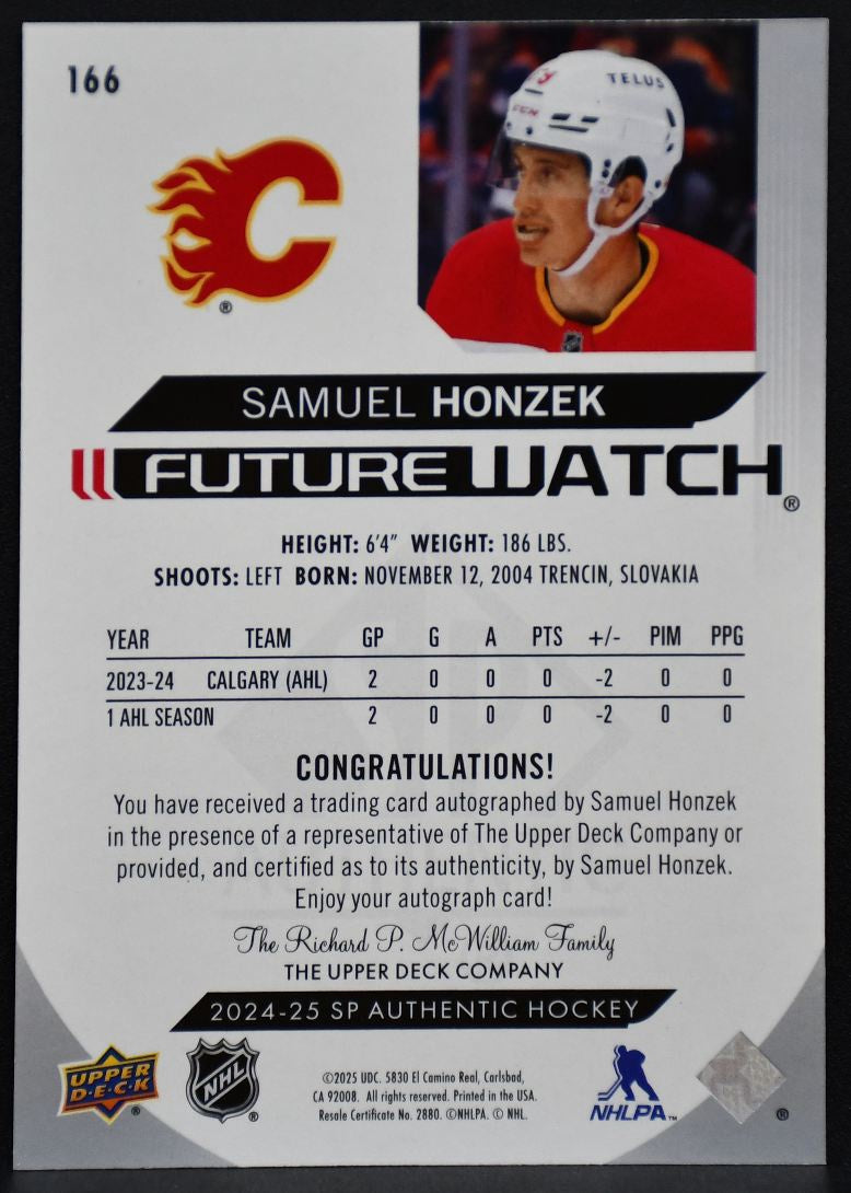 2024-25 SP Authentic Future Watch Horizontal Honzek Flames RC Auto 447/599 8355