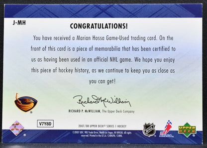 2007-08 Upper Deck Series 1 Game Jerseys Marian Hossa J-MH Thrashers Jersey 6533