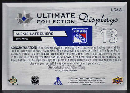 2022-23 UD Ultimate Displays Auto Jersey Alexis Lafreniere UDA-AL Auto 45/49