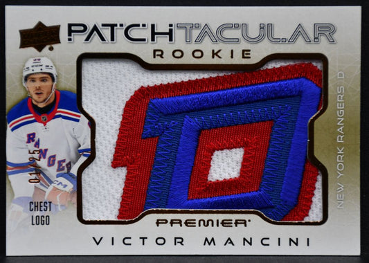 24-25 UD Premier RC Patch-Taculars Logo Chest Victor Mancini Rangers /25 Patch 6737