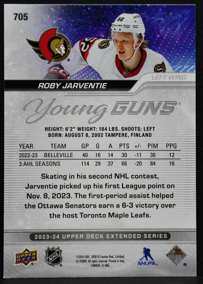 23-24 UD Extended Series Young Guns Exclusives Roby Jarventie Senators RC /100 3940