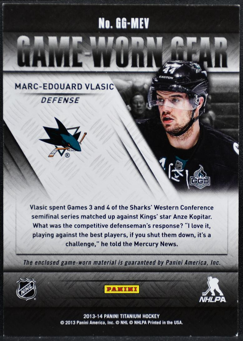 2013-14 Panini Titanium Game-Worn Gear Marc-Edouard Vlasic Sharks Jersey 2348