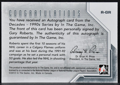 2012-13 In The Game Decades 1990s Autographs Gary Roberts A-GR Auto 9835