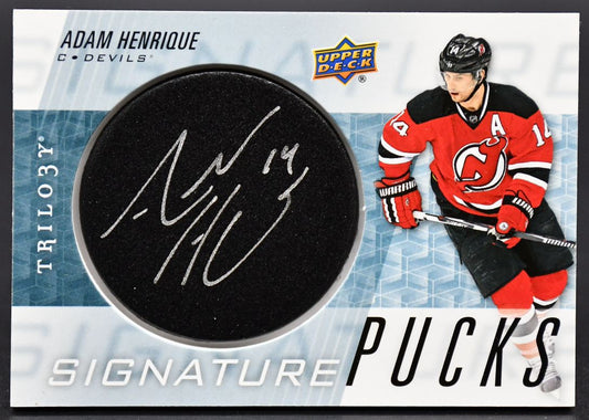 2016-17 UD Trilogy Signature Pucks Adam Henrique SP-AH New Jersey Devils Auto