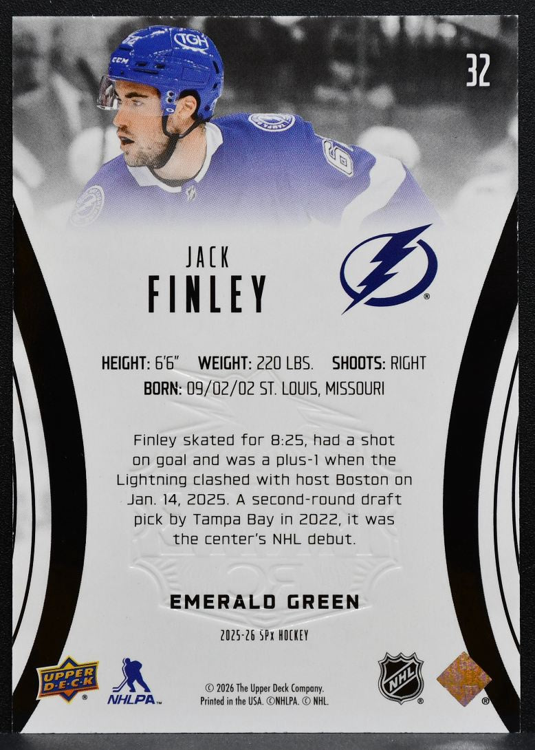 2025-26 SPx Finite Rookie Jack Finley 32 Tampa Bay Lightning RC 048/199 0917
