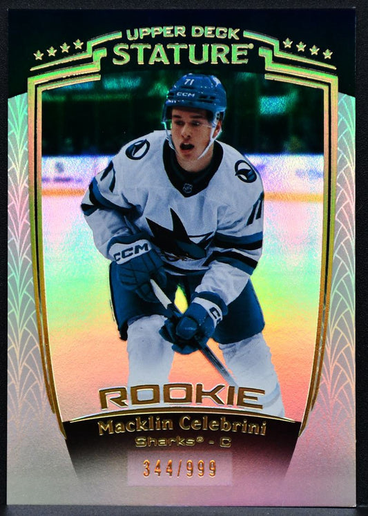 2024-25 UD Stature Rookie Base Macklin Celebrini 31 San Jose Sharks RC 344/999 4718