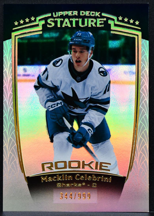 2024-25 UD Stature Rookie Base Macklin Celebrini 31 San Jose Sharks RC 344/999 4718