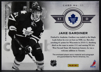 2011-12 Panini Titanium Rookie Reserve Jake Gardiner RC Auto 014/100 Jersey 0411
