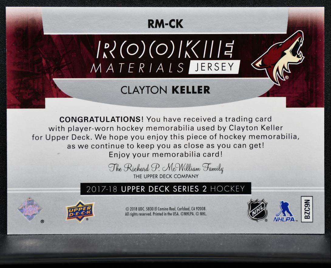 2017-18 UD Series 2 Rookie Materials Clayton Keller RM-CK RC Jersey 9158