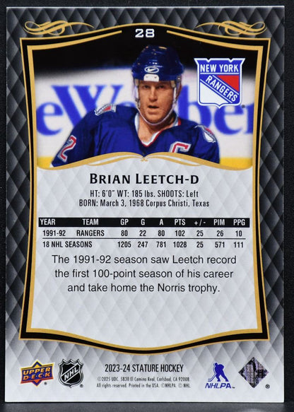 2023-24 Upper Deck Stature Brian Leetch 28 New York Rangers 0201/1199 1121