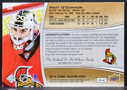 2015-16 Ultimate Spectrum Silver Auto O'Connor RC Auto 026/149 Jersey 5979