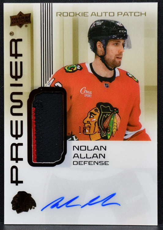 2024-25 UD Premier Acetate Rookies Bronze Auto Patch Nolan Allan AR-NA RC /249