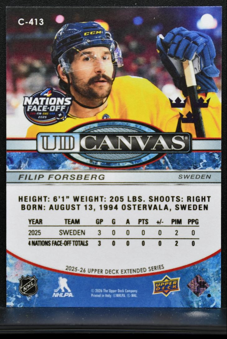 2025-26 UD Extended Series UD Canvas 4 Nations Face-Off Filip Forsberg 0030