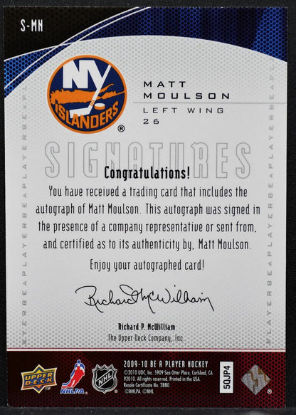2009-10 Upper Deck Be A Player Signatures Matt Moulson S-MN Islanders Auto 0866